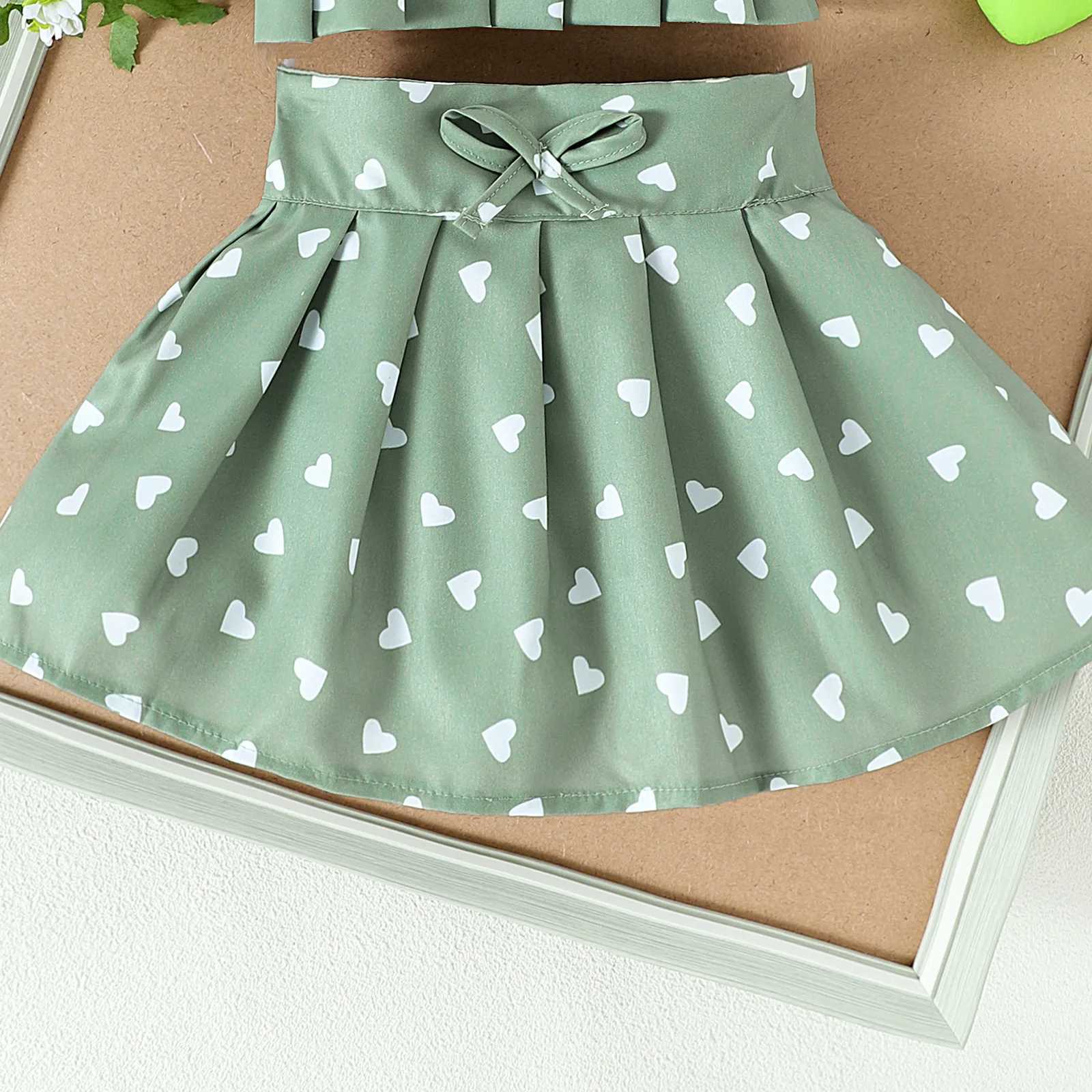 2PCS Summer New Sled Girl 1-4 Years Old Comfortable and Cute Cherry Love Pattern Top+Short Skirt Set for Preschool Girls ClothingXJ250410