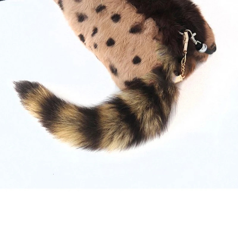 Cute Fox-Racoon Tail Keychain Fur Pendant Key-Chain Bags Charm Keys-Holder Couple Keyrings for Backpack Car Decoration 251110