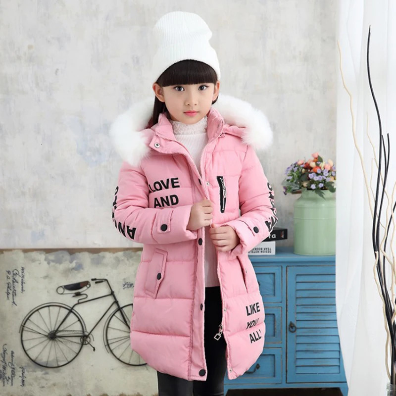 2 6 8 12 Years Fashion Children Jackets For Teenage Girls Winter Warm Parkas Coats Girl Fur Hooded Thick Outerwear Clothing 2501105