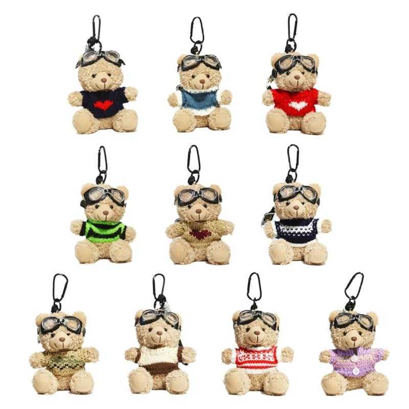 Cartoon animal pendant keychain fashion leader bear keychain plush toy keychain jewelry personalized bag decoration pendant W250411