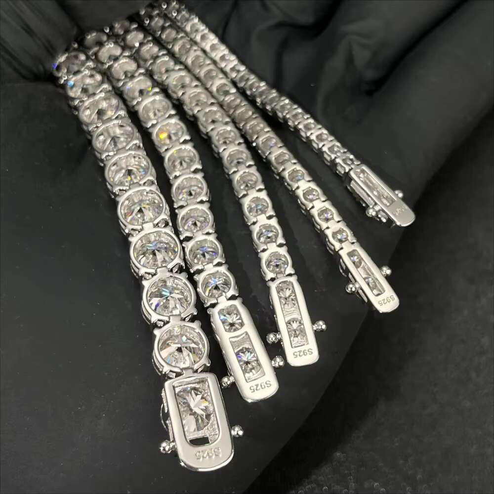 Hip Hop Iced out 925 Silver Moissanite Tennis Bracelet for Men 2mm Custom VVS Diamond Gold Plated for Parties