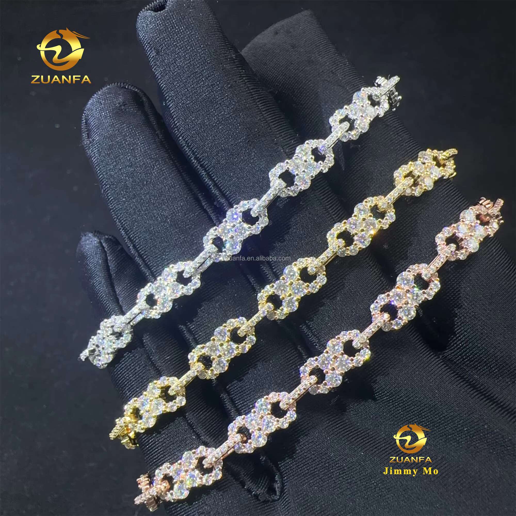 Wholesale Price New Arrivals Bulk Stock S925 Silver Iced Out Hip Hop Fire Jewelry VVS Moissanite Diamond Infinity Bracelet
