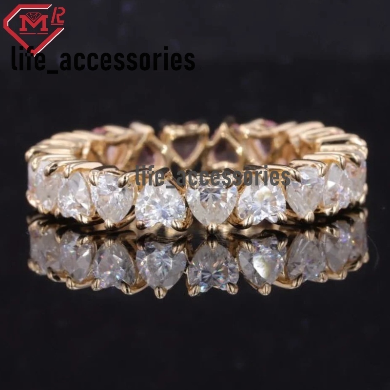 Custom Moissanite Wedding Ring 3 Prong 14k Yellow Gold D VVS Two tone Heart Cut Moissanite Ring