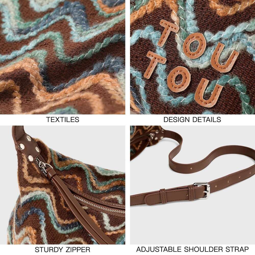 TOUTOU Women Underarm Original Designer Woolen Layered Handbag 2025 Autumn Crossbody Shoulder Armpit Bag Birthday Gift