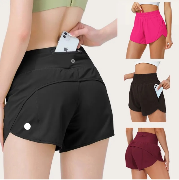 Womens Yoga Shorts Outfits With Exercise Fitness Wear Short Pants Girls Running Elastic lululines Pants Sportswear Pockets