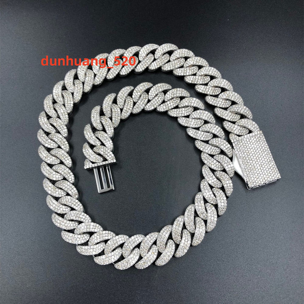 Custom Huge Hip Hop Iced Out Jewelry 25mm 925 Silver Moissanite Miami Cuban Link Chain