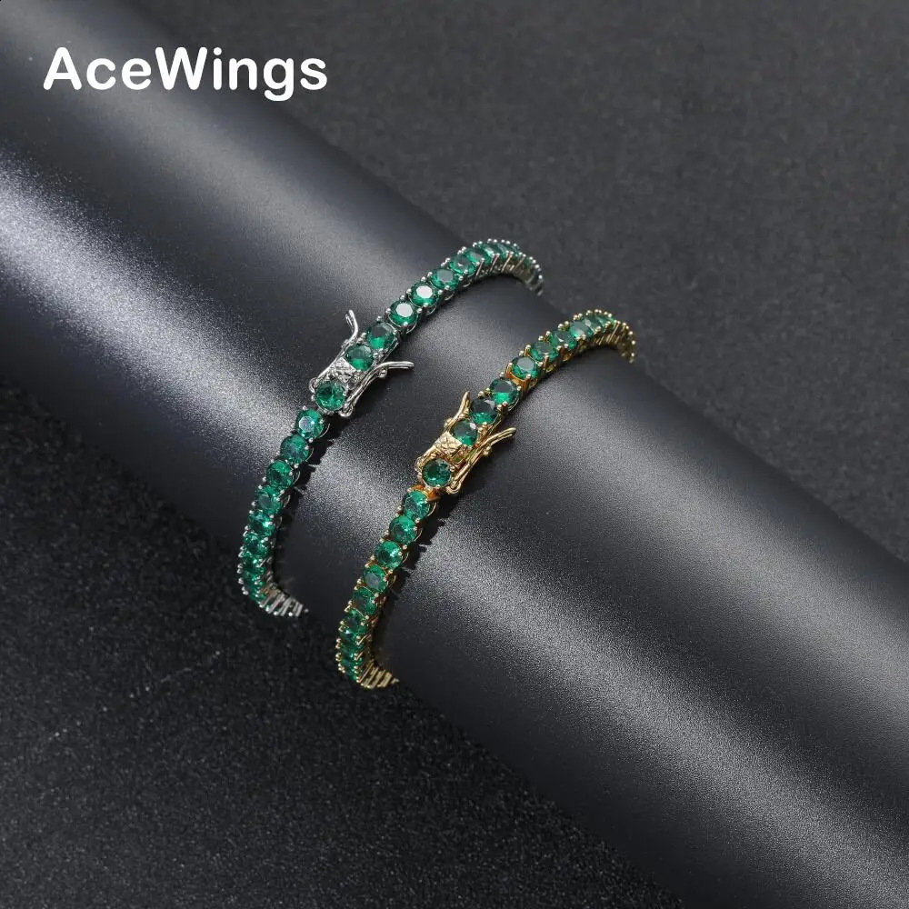 Hip Hop Iced Out Green Zircon tennis bracelet 4mm 7inch 8inch Brass Bracelet Jewelry CZ Bracelet BB203 250408