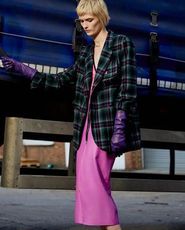 LONG FASHION GLOVES Faux Leather Sheepskin 20 50cm Elbow Purple Ultra Violet LLDLLNT 250408