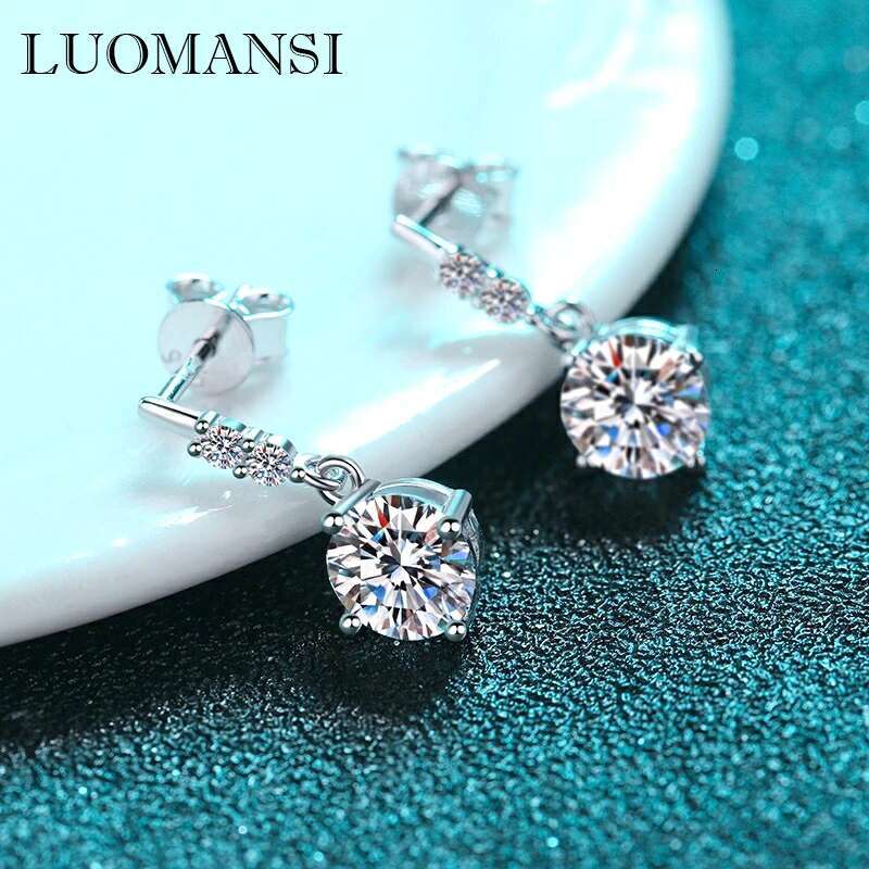 Luomansi Really 0.5/1CT Moissanite Earrings Passed Diamond Test 100%-S925 Silver Woman Jewelry Wedding Party Birthday Gift