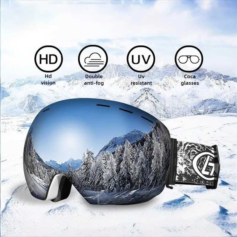 CE EN174 Ski Goggles Double Anti-fog UV400 Panoramic Dual Lens OTG Over Glasses Snowboard Goggles Men Women K251110