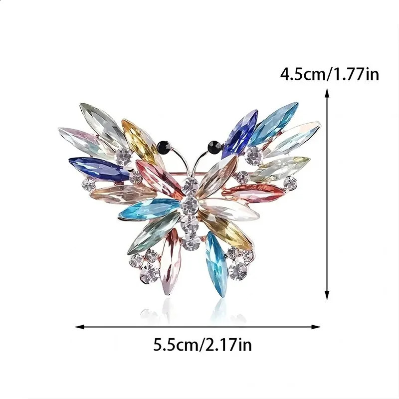 Fashionable multicolor alloy butterfly breast womens metal crystal insect party birthday winter jewelry 250410
