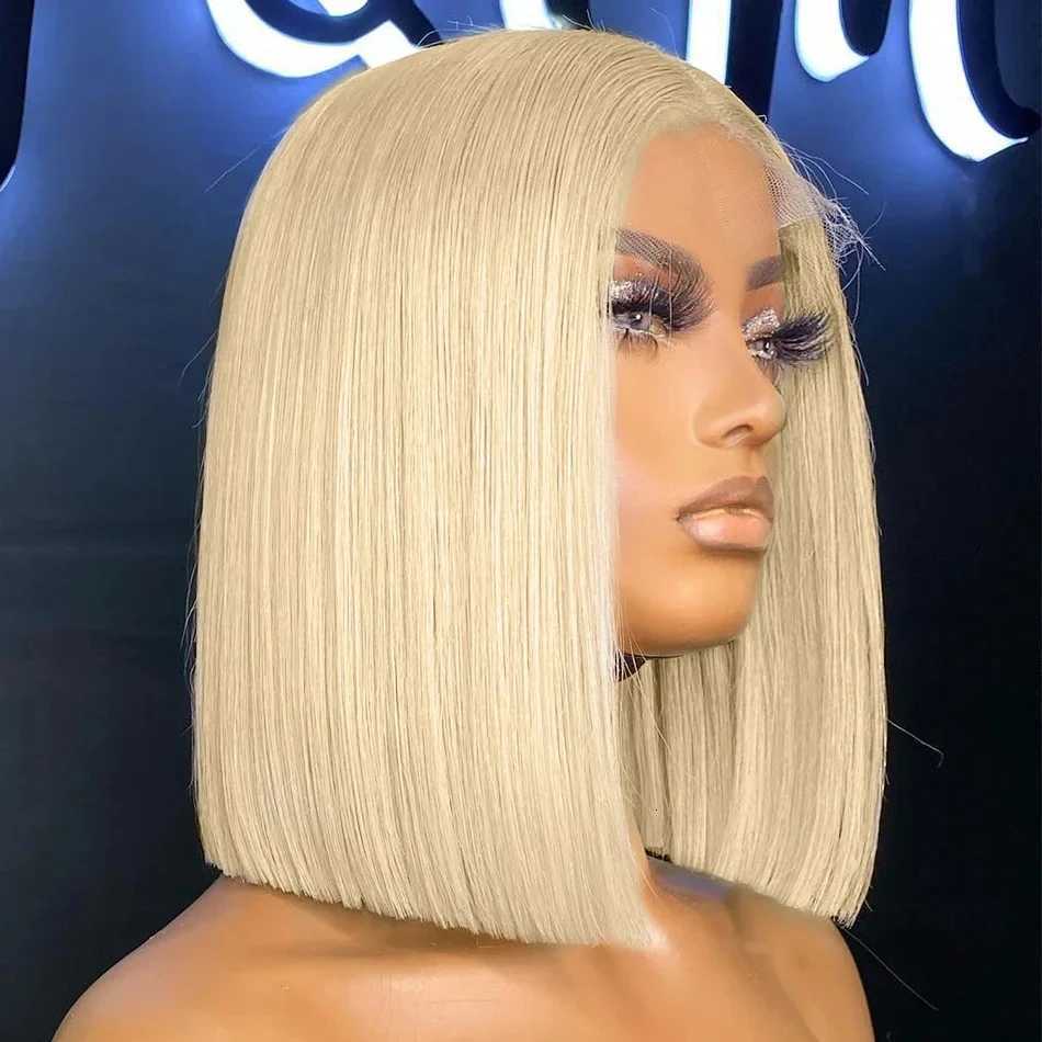200Density Short Bob Wig 613 Honey Blonde Color Straight Bob Wig 13x4 Lace Front Human Hair Wigs Lace Front Wigs Cheap For WomanT251111