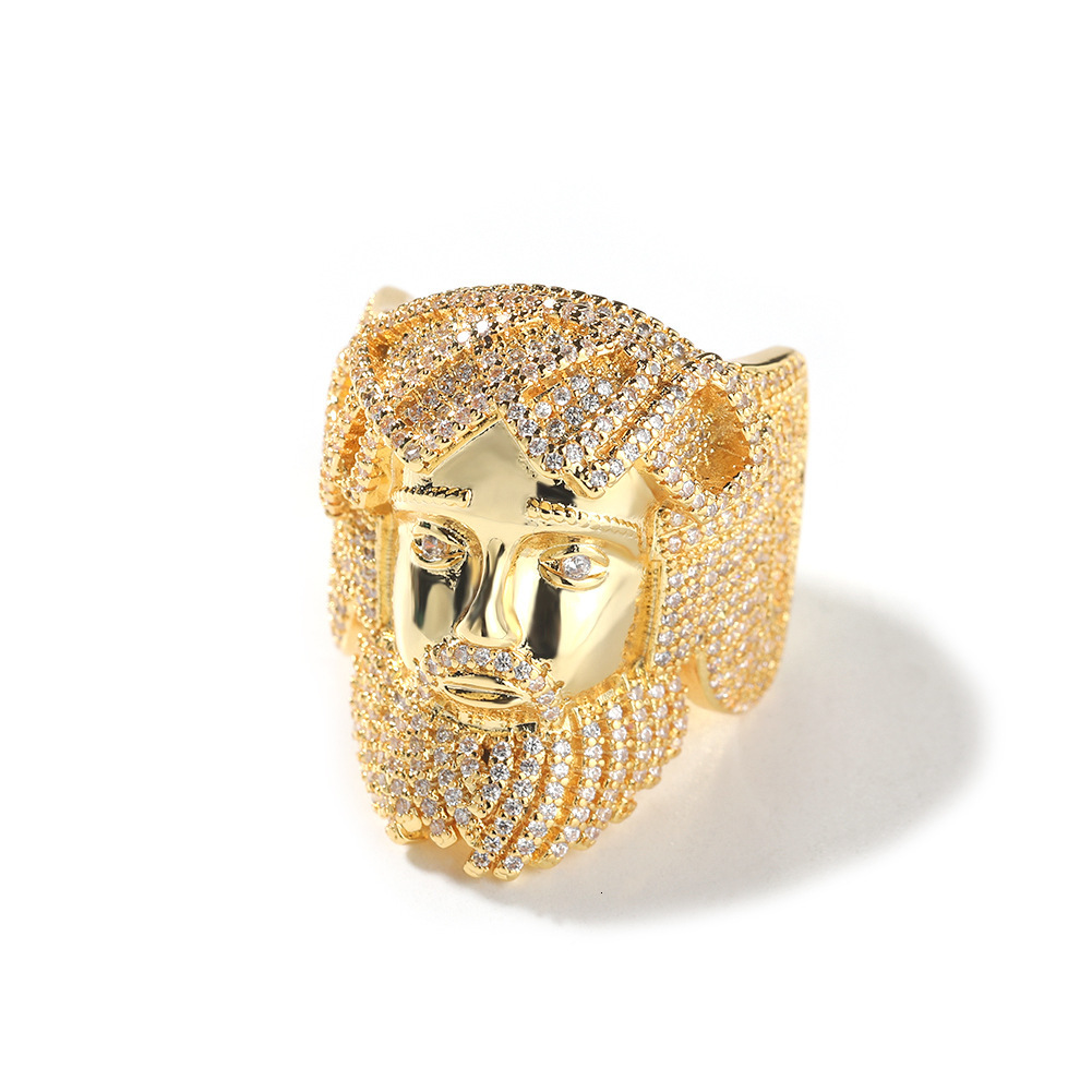 hip-hop VVS Moissanite ring portrait ring with niche design exaggerated and trendy mens ring