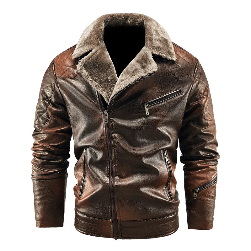 Winter Fleece Keep Warm Men Coat Fashion Removable Collar Tops Outdoors Loose Thickening Solid Lapel Leather Jacket Men 251105