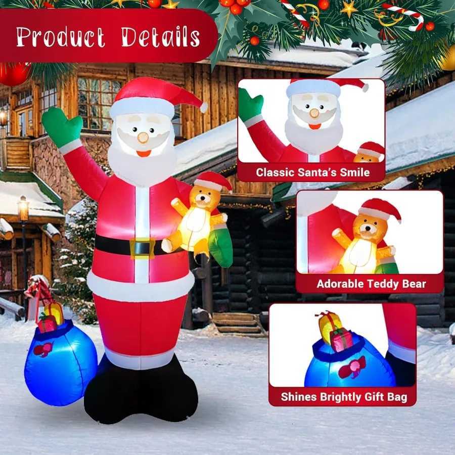 Christmas 7FT Christmas Inflatables Outdoor Decorations Inflatable Santa Claus with Gift Blow Up Yard Decorations with Builtin LED Lights Y251111