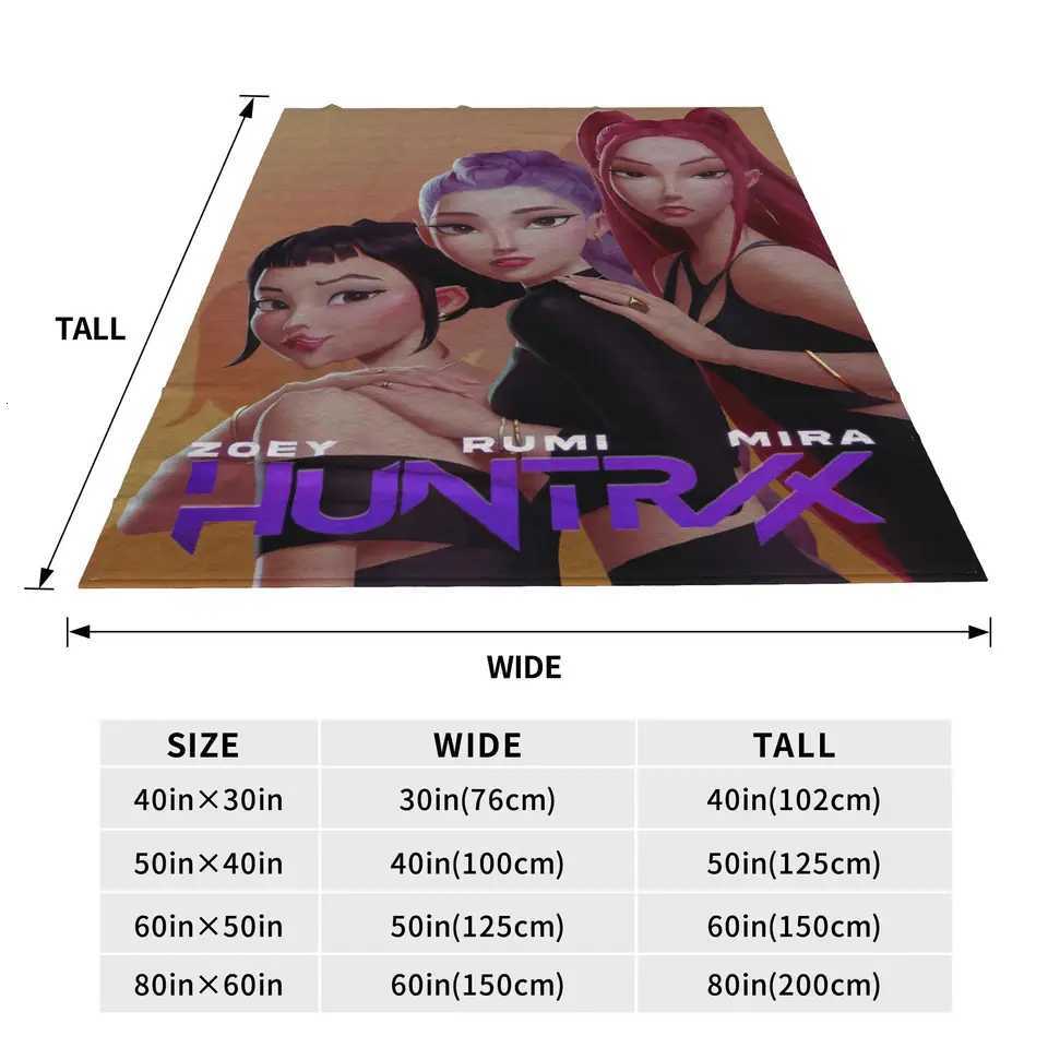 kpop Demon Hunters Huntrix Flannel Blanket Winter Soft Warm Throw Blanket for Girls Boys Home Decor Funny Bedspread Bed Cover C251111