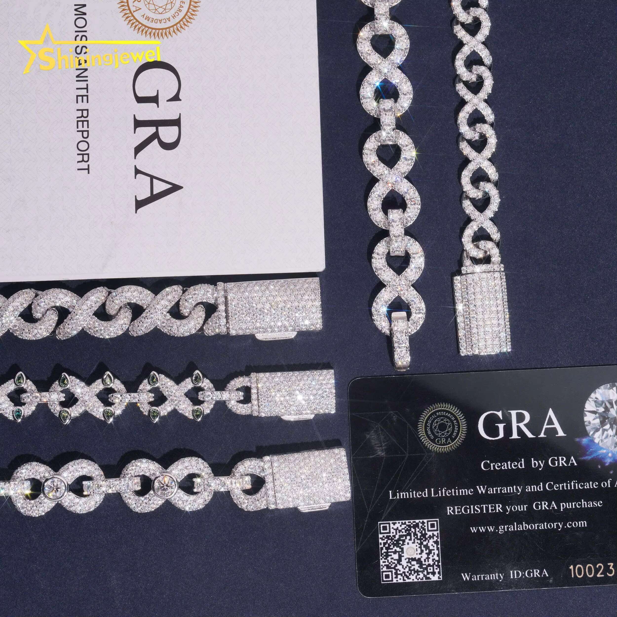 Infinity Collection Cuban Bracelet Sterling Silver S925 Pass Diamond Tester Luxury Cuban Link Chain Moissanite Hip Hop Jewelry
