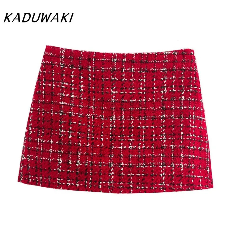 KADUWAKI Womens Tweed Jacket Skirts Autumn O-neck Long Sleeve Button Coat Elegant 2 Piece Set Women Sheath Mini Skirt Outfits 251106