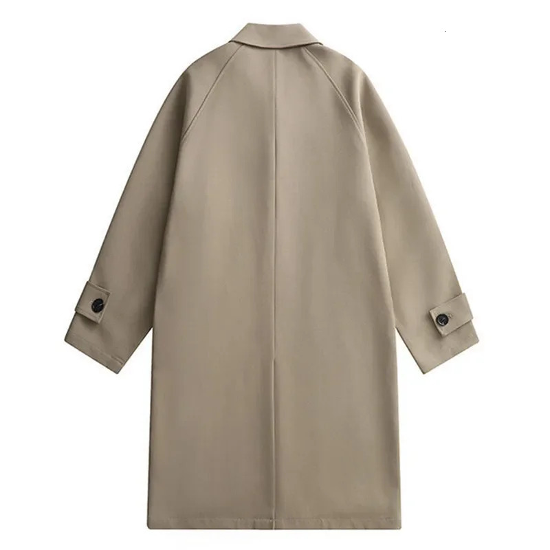 Spring Autumn Men Long Coat Windbreaker Casual Loose Solid Color Trench Men Fashion Korean Style Mens Jackets Outerwear 251105