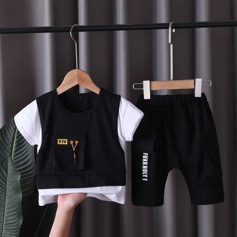 New summer baby boys clothing childrens casual T-shirt shorts 2 pieces/set childrens girls clothing sports clothing childrens track and field clothing