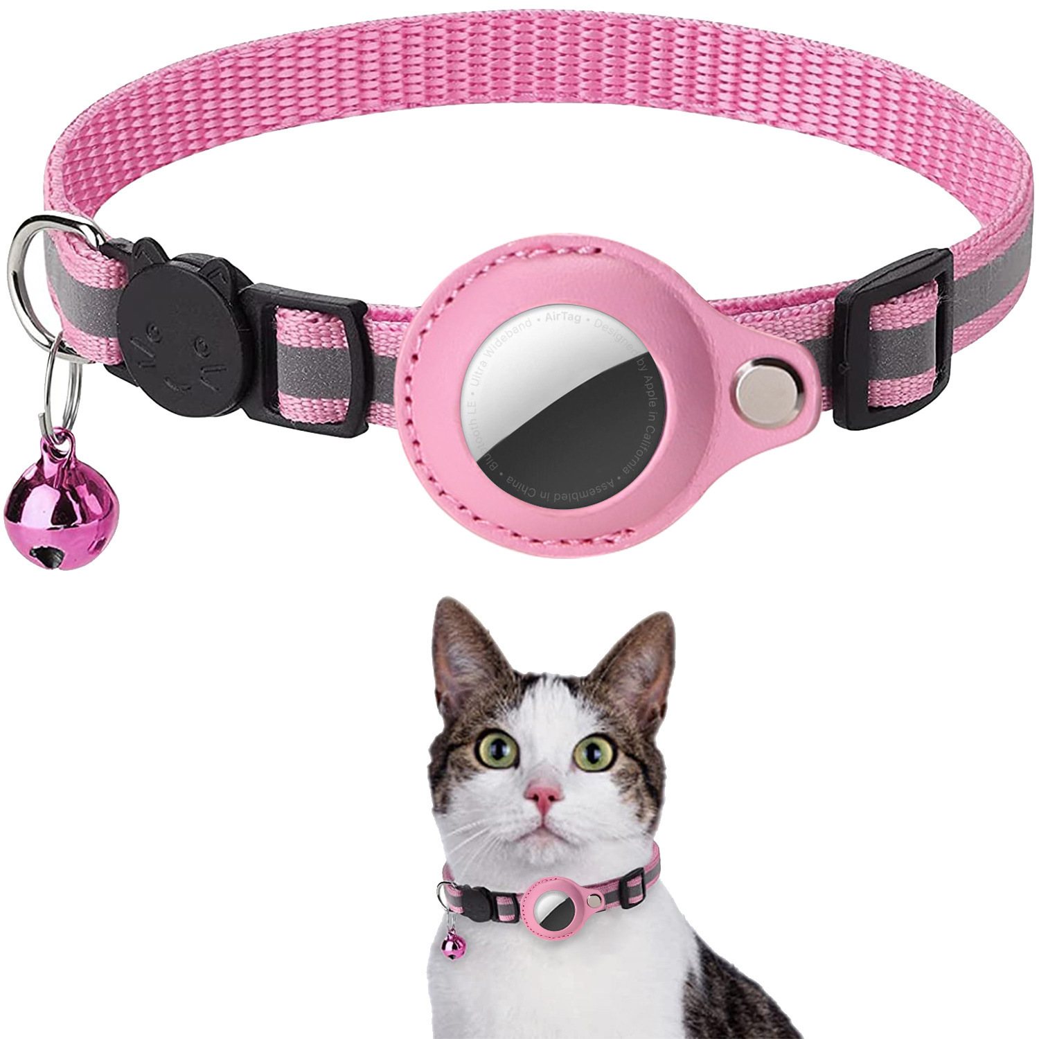 Collars Tracker Protective Case Anti Loss Pet Positioning Collar Cat Supplies Adjustable Kitten Reflective Bell Neck Ring Mechanical lock buckle Free 