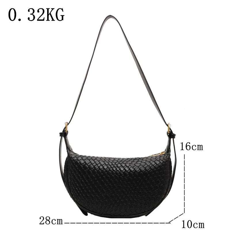 Female Large Capacity Handbag Women Shoulder Messenger Ful Soft PU Ladies Crossbody Package Woven Grain Tote Bag