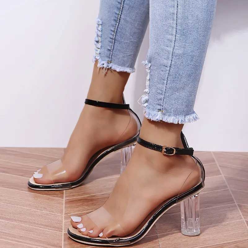 2023 PVC Sandals Crystal Open High Heels Womens Transparent High Heels Womens SandalsXJ250410