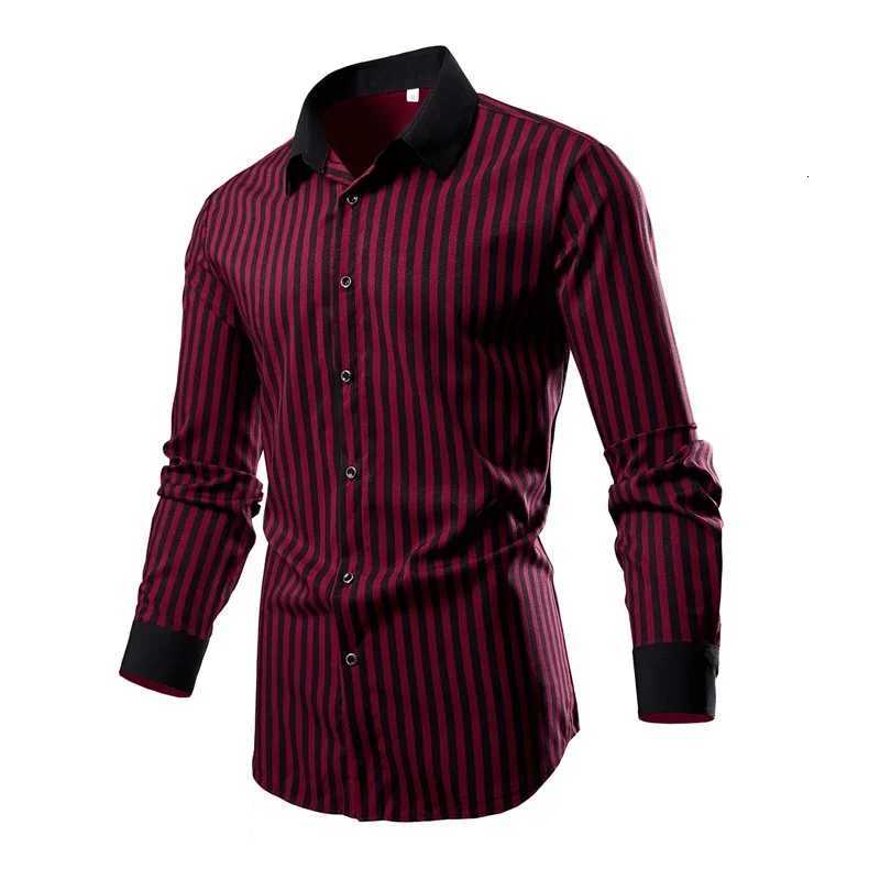 White Mens Stripe Long Sleeve Shirt Single Breasted Lapel Shirts Blue Gray Red Khaki Available European Size S-XXL K251110