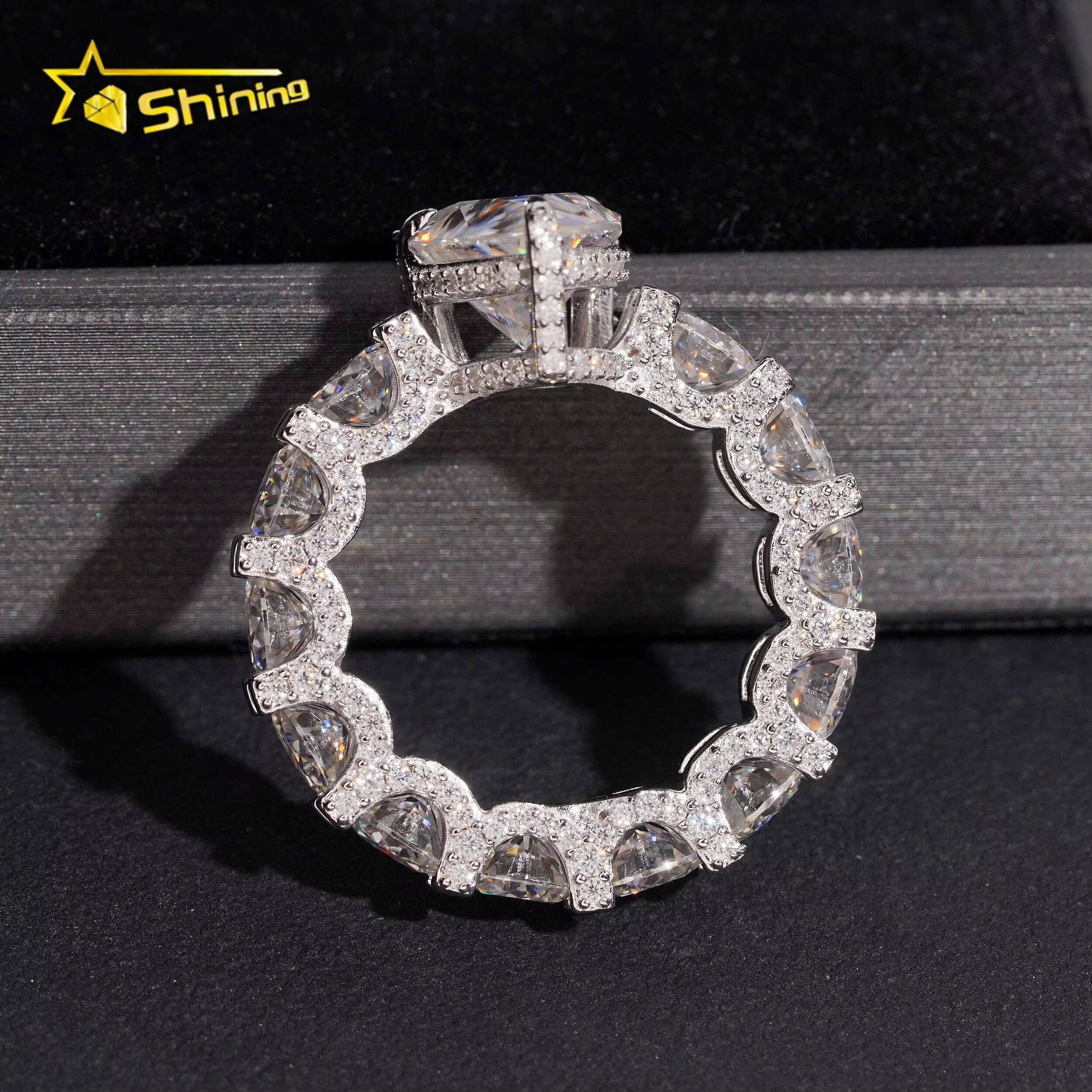 New Arrivals Luxury Iced Out Eternity Band 925 Sterling Silver 5ct Pear Cut VVS Moissanite Rng