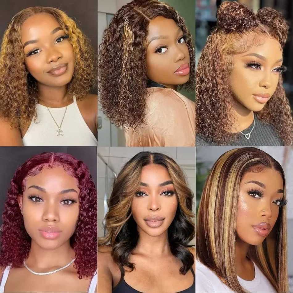 Glueless Lace Wigs Bob Wig Human Hair 100 Deep Wave Short Human Hair Wigs Highlight 5X5 Hd Lace Closure Wig Pre Plucked Pre CutT251111