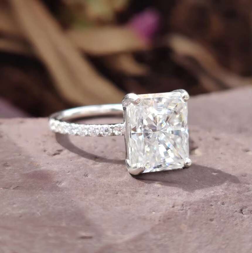 5.94 CT Radiant Cut Colorless Lab Diamond Engagement Ring Moissanite Jewelry Ring