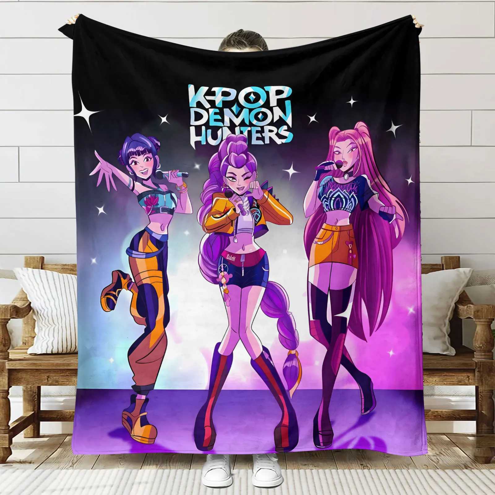 Blanket K-POP Demon-Hunters Blanket s For Office Home Camping Nap Leisure Sofa Blanket s Warm Birthday Gifts For Girls Huntrix Blanket s C251111