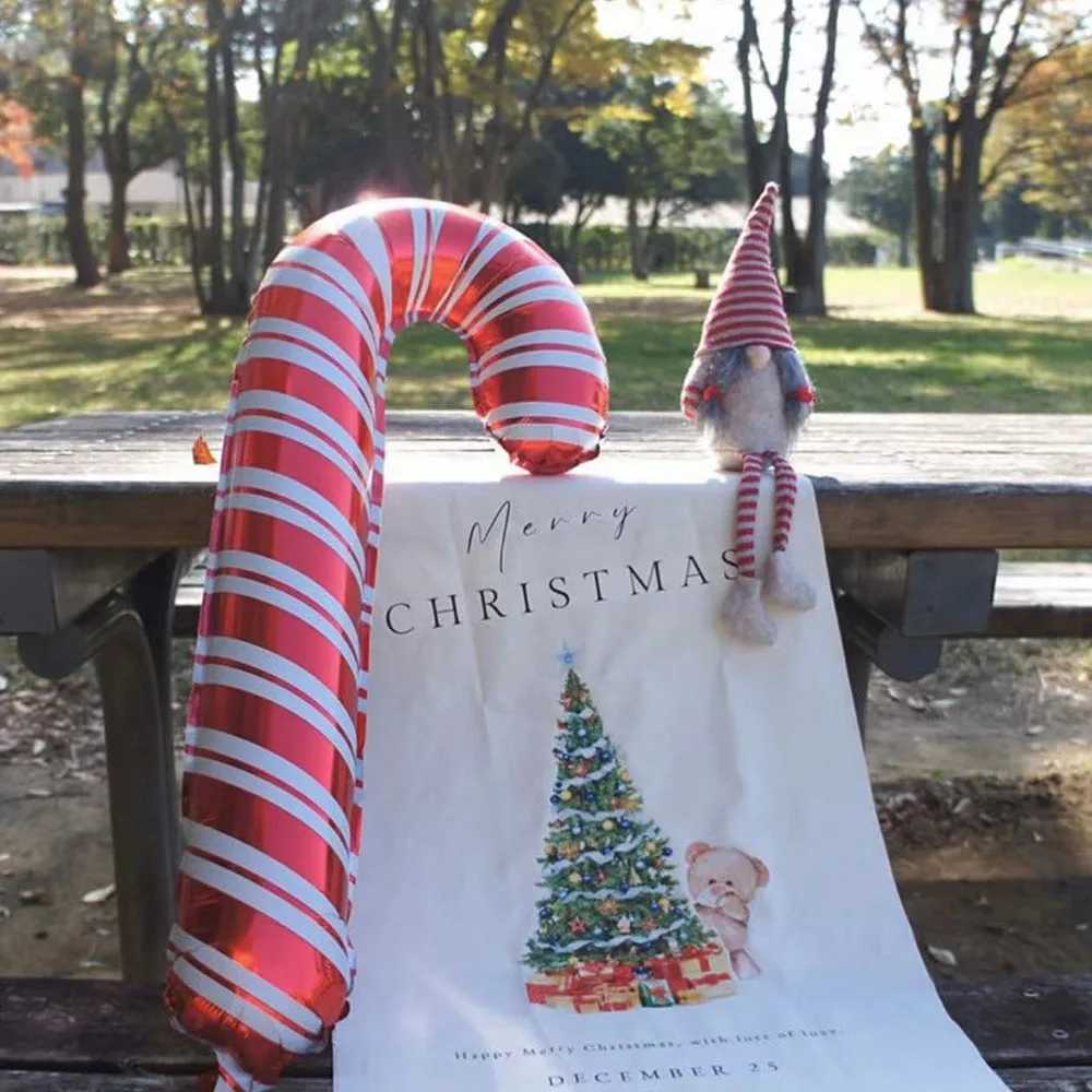 Christmas 5pcs Big Christmas Candy Cane Stick Balloons Outdoor Candy Canes Decor for Xmas Decoration Supplies 2025 Navidad Decor supplies Y251111