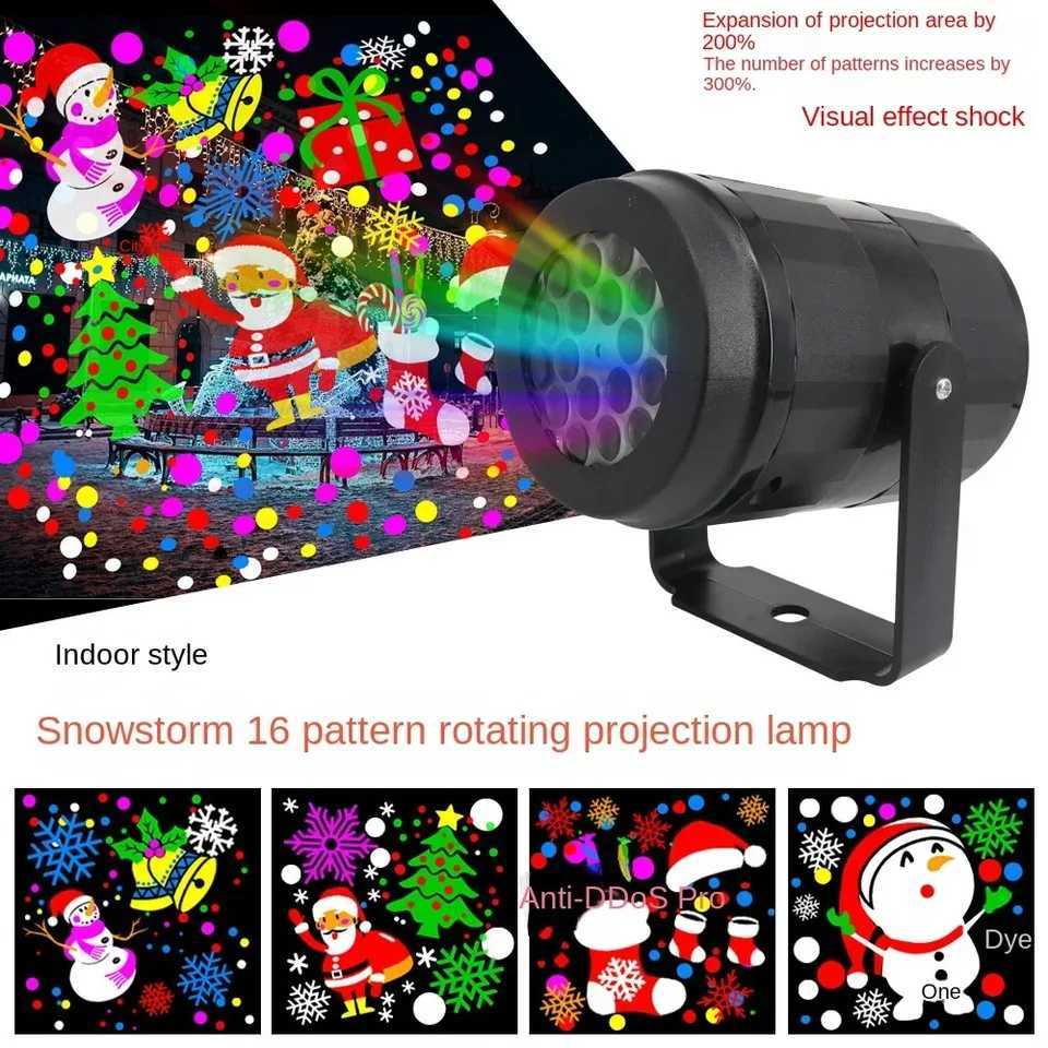 Christmas 1pc Snowflake Christmas ProjectorUSB Powered Rotating Christmas Pattern LED Stage LightsOutdoor Night Lighting Christmas Decor Y251111