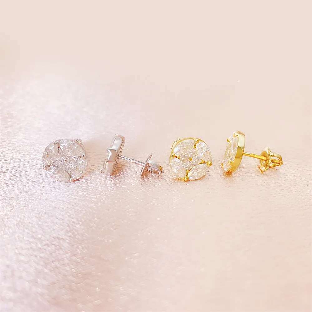 Full Moissanite Diamond Womens Earrings Princess Marquise D Color VVS S925 Sliver Hip Hop Top Quality Earrings for Women Men