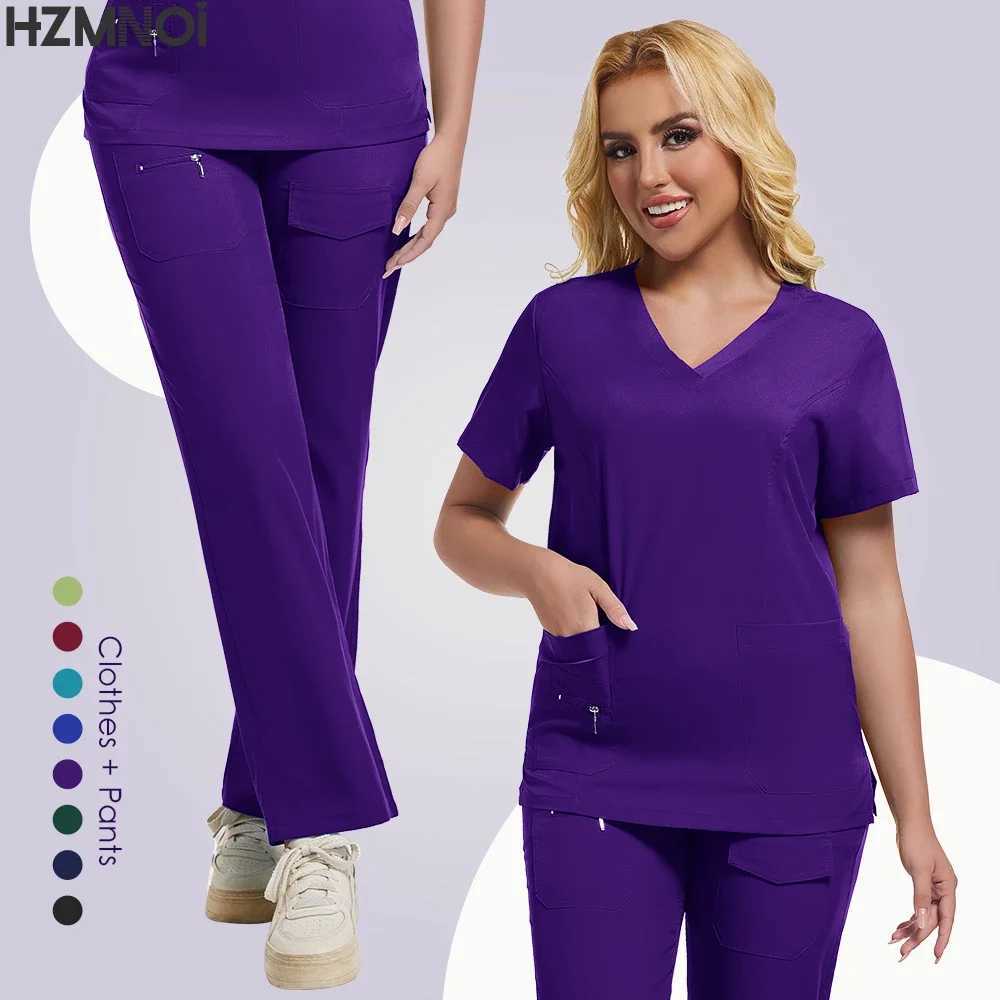 Multi color medical uniform female hospital surgical nurse Scrubs set nurse accessories dental clinic beauty Sn soft work clothes X250410