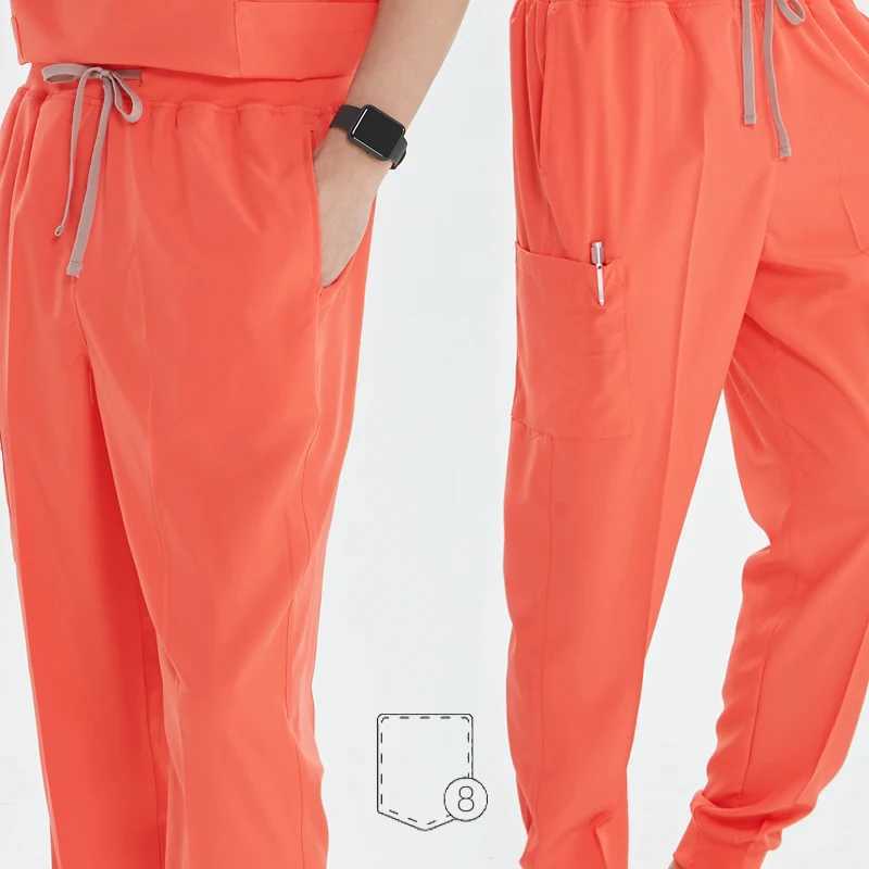 2025 New Nurse Uniform V-neck Top Running Pants Matte Set Surgical Work Clothes Dental Care Set Hospital Doctor Set S21 X2504101
