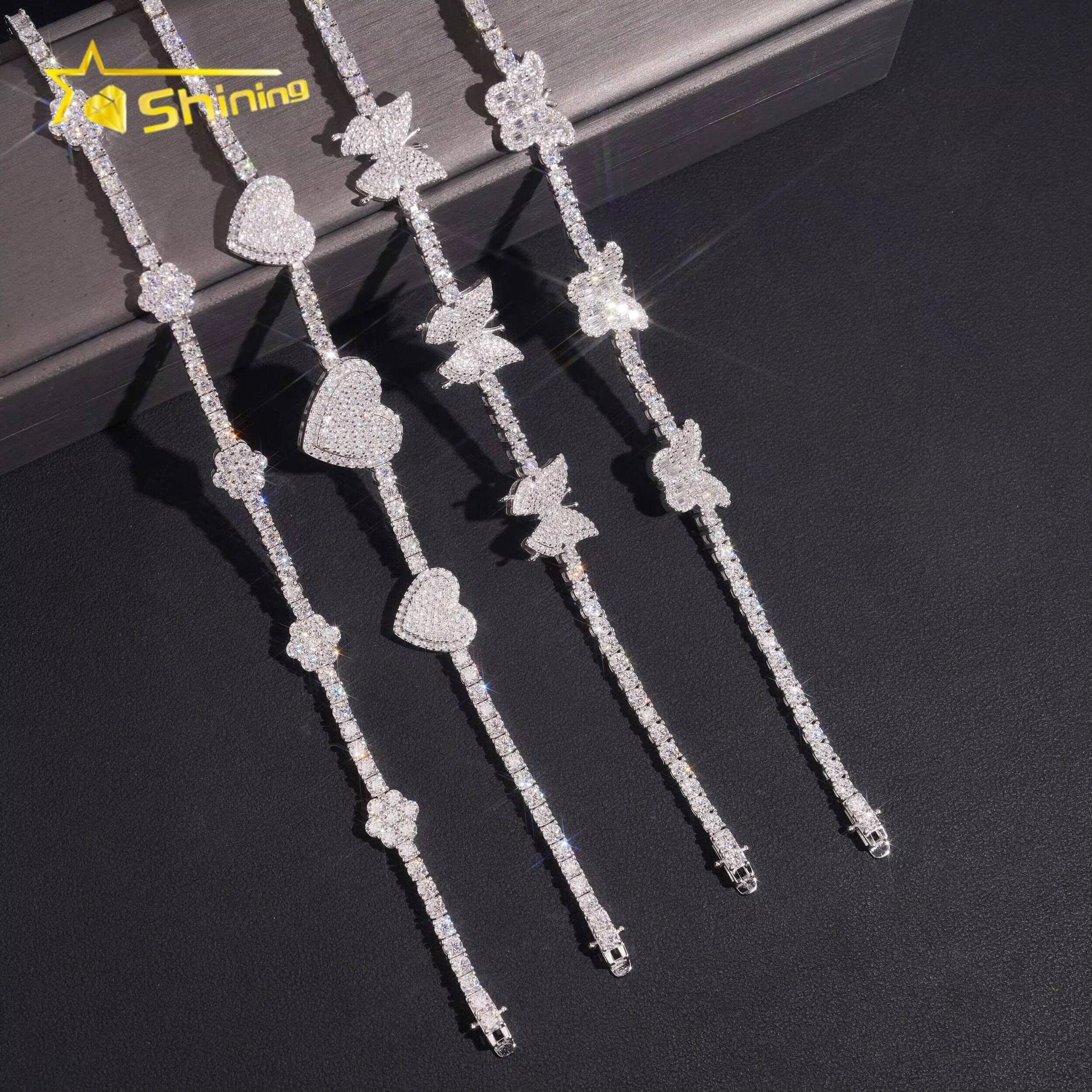 Iced Out 925 Sterling Silver Bracelet Collection Hip Hop Jewelry GRA Certificated D VVS Moissanite Men Bracelet