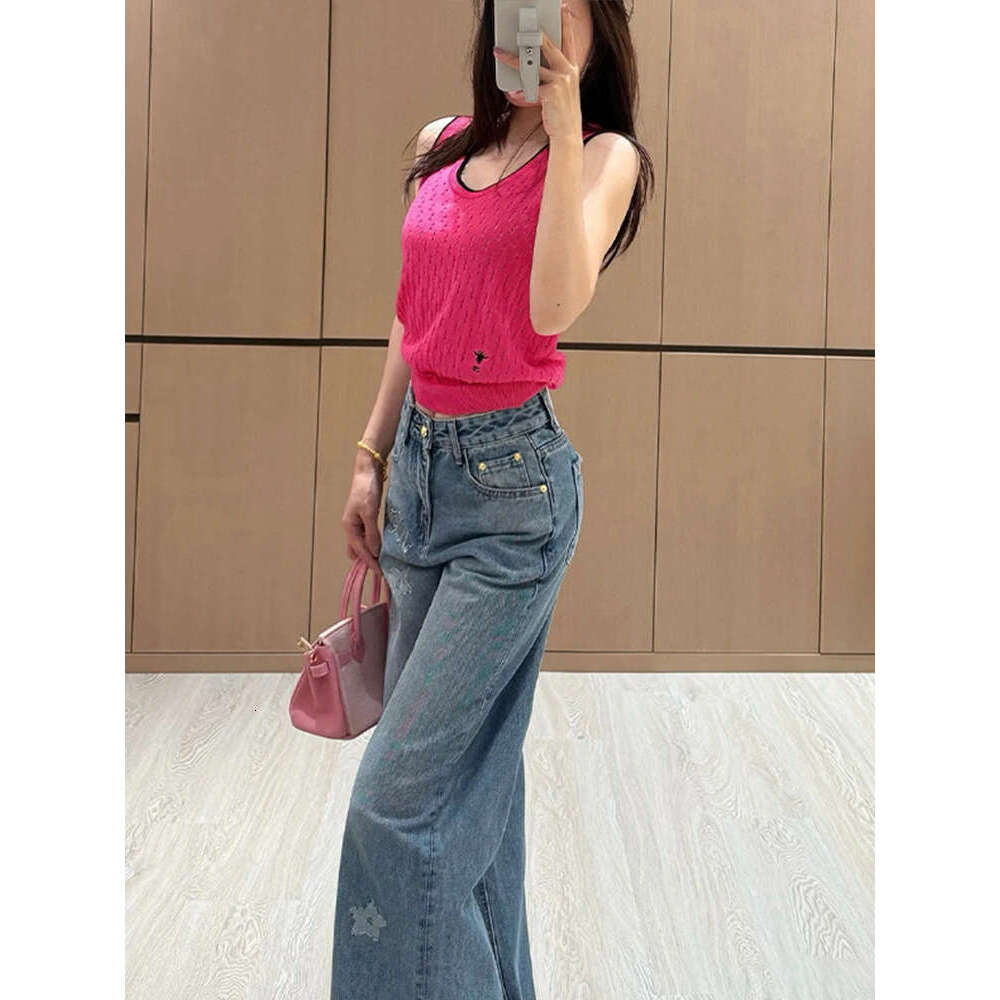 Women's jeans Women's Wear South Oil Ding Star Hot Diamond Jeans For Women In Early Spring 2025, New High Waist, Slim And Loose Straight Wid