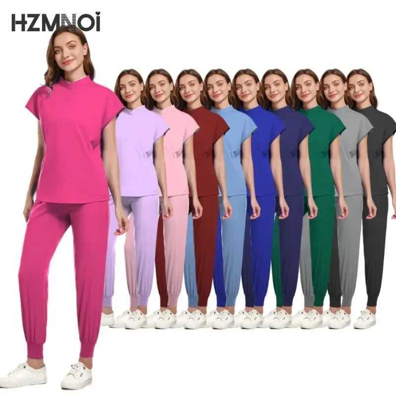 New Tops+pant Medical Uniform Surgery Scrubs Shirt Short Slve Pet Shop Doctor Nurse Nursing Uniform Set Women Workwear Scrub X250410
