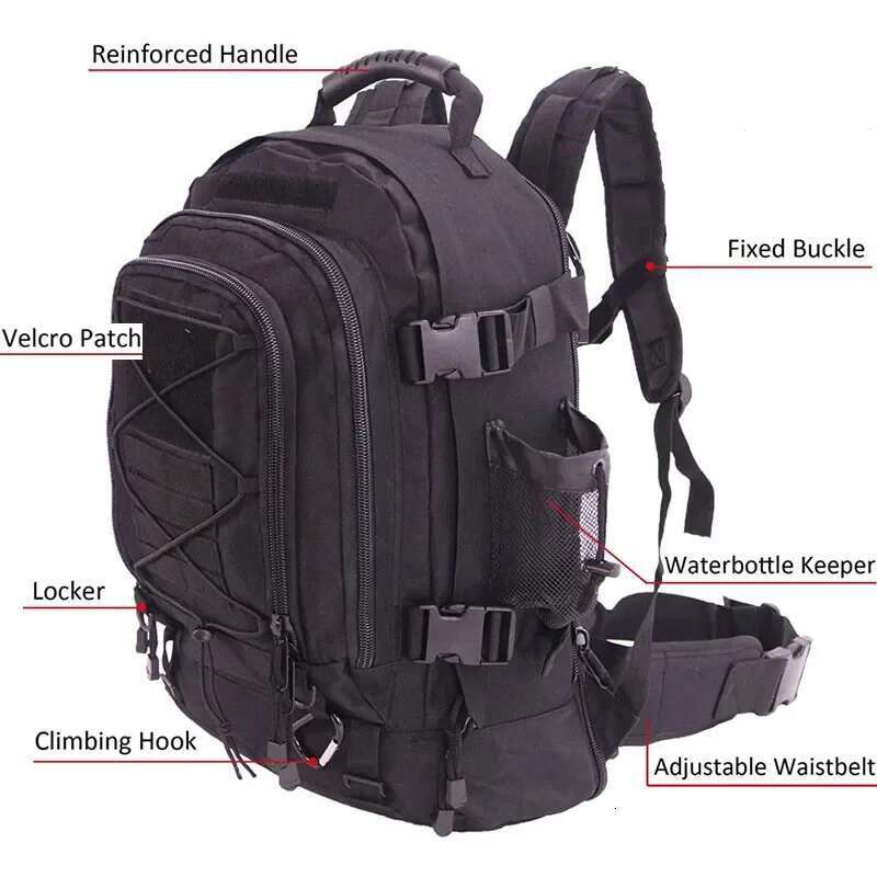 Tactical Backpack Men 60L Molle Assault Rucksack Heavy Duty Waterproof Large Capacity Bug Out Bag for Hiking Camping Hunting