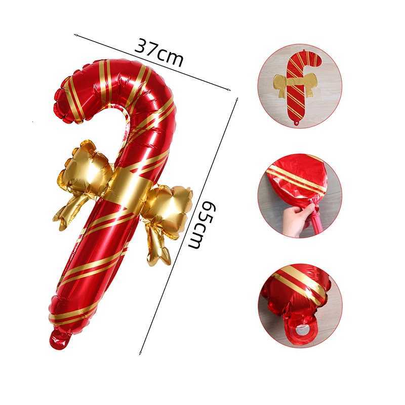 Christmas 6pcs Christmas Decoration Candy Cane Bow Balloon Red And Green Stripes Christmas Foil Balloon Xmas New Year Party Supplies Y251111