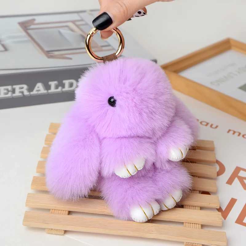 Fluffy imitation rabbit fur ball fluffy rabbit keychain girl packaging decoration car mirror pendant keychain W250411