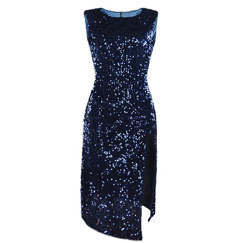 Nightclub Sexy Women's Irregular Sequin Split Dress