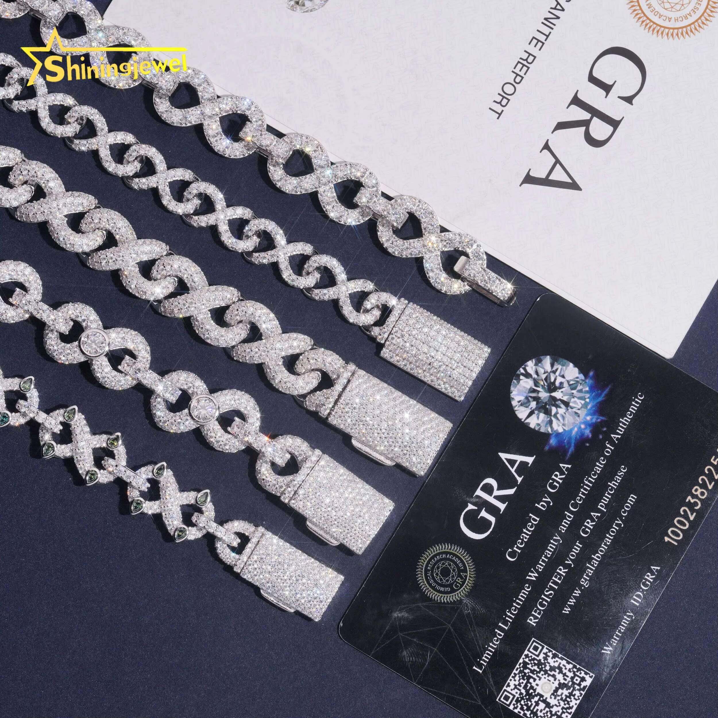 Infinity Collection Cuban Bracelet Sterling Silver S925 Pass Diamond Tester Luxury Cuban Link Chain Moissanite Hip Hop Jewelry