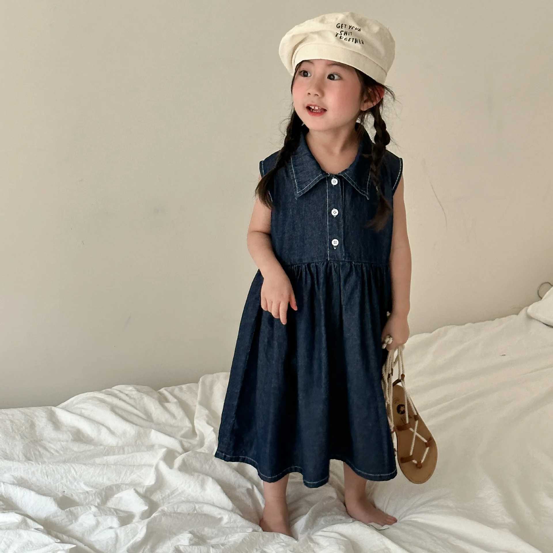 2232 Brothers and sisters Clothing 2024 Summer Denim Set Boys Casual Girls Denim Dress Short SleeveXJ250410