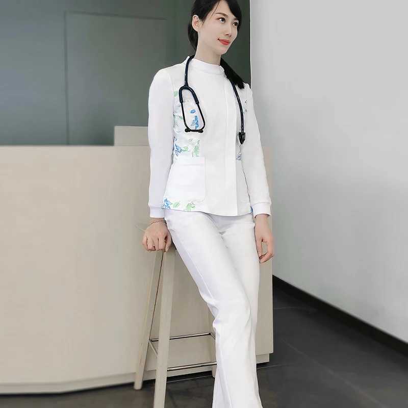 hospital uniforms customized white clothes suitable for nurses and doctors in medical facilities X250410