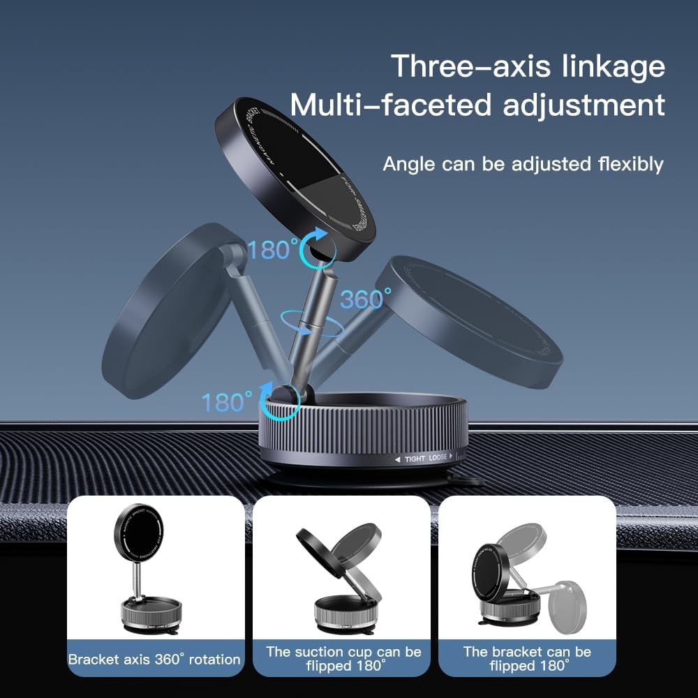 Moft Pivot Pro Upgraded Car Mount 2025, Mpp Gripmaster Pro 360 Magnetic Holde, Upgraded 360° Hands-Free Magnetic Cell Phone Holder for Car Gym Mirror 