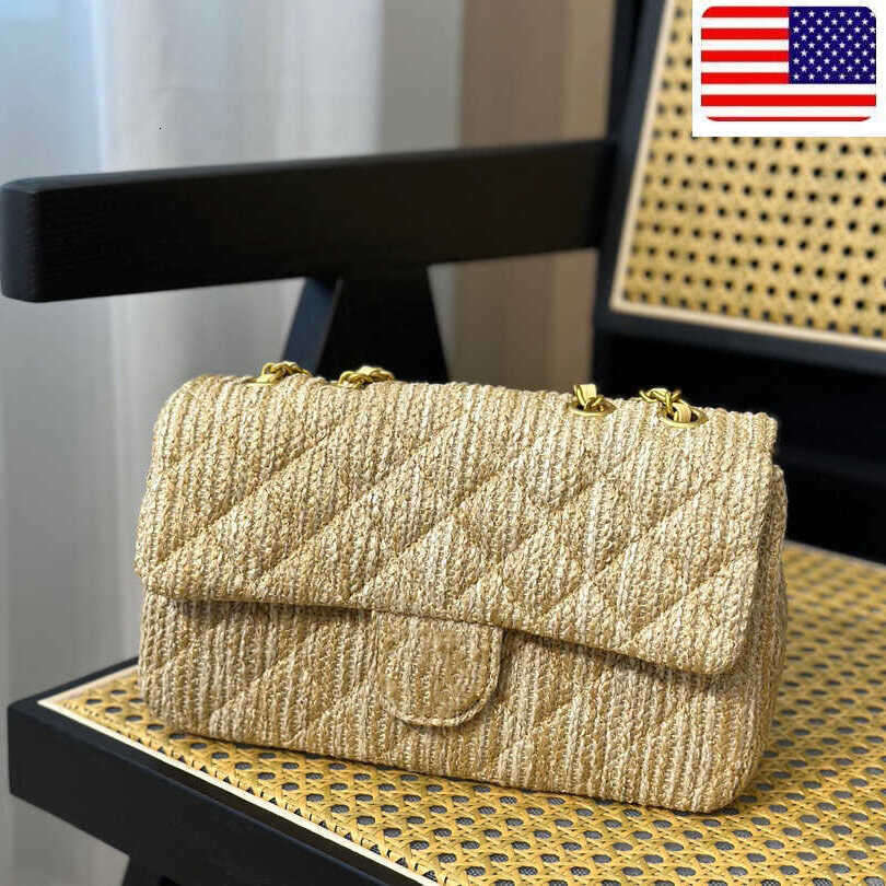 Designer Bag Classic Flap Cross Body Raffia Shoulder Bags Luxury Designer Womens Limited Gold Metal Matelasse Chain Crossbody Rectangul b473