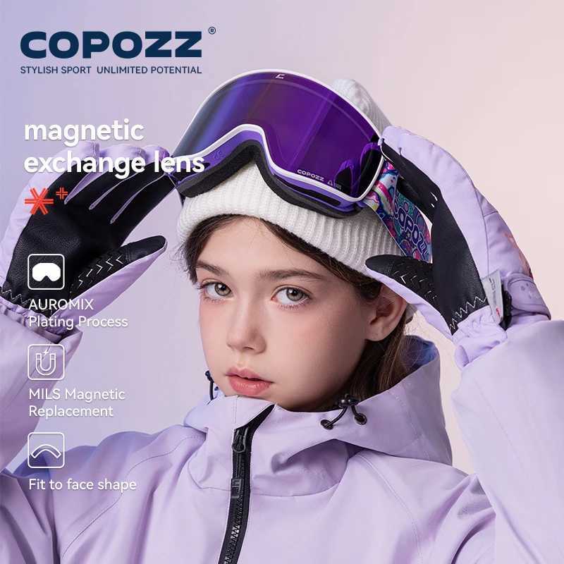 COPOZZ Children Magnetic Ski Goggles Cartoon Winter Anti-Fog Outdoor Windproof Professional UV400 Double Layers Kids Ski Eyewear K251110